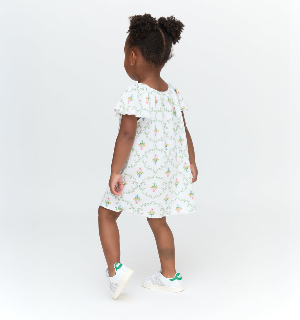 The Tiny Keira Dress in Pastel Trellis