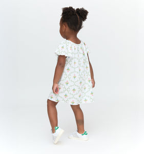The Baby Keira Dress in Pastel Trellis