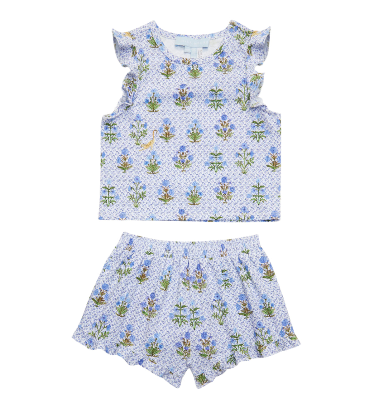 The Baby Lala Short Set in Blue Block Print