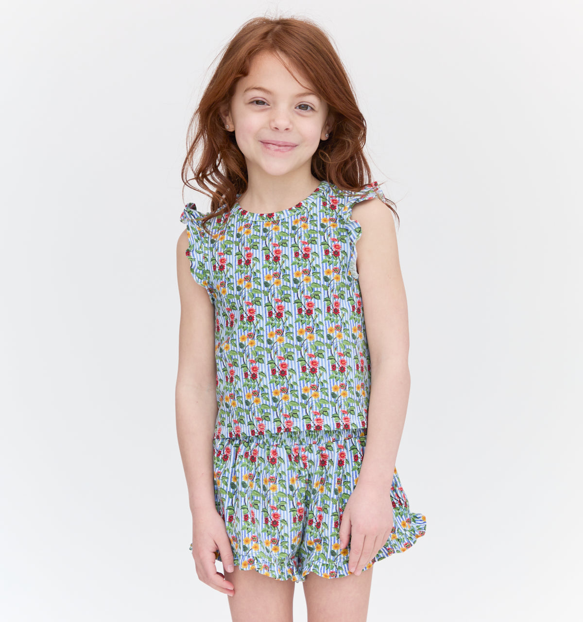 The Tiny Lala Short Set in Geranium Stripe