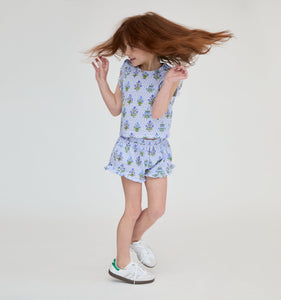 The Tiny Lala Short Set in Blue Block Print
