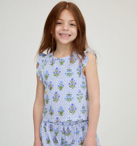 The Tiny Lala Short Set in Blue Block Print