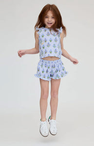 The Tiny Lala Short Set in Blue Block Print