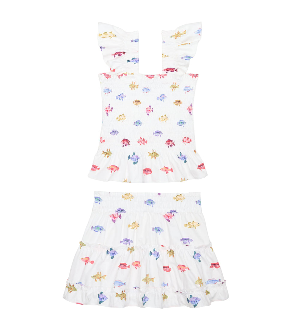 The Tiny Paz Nap Set in White Rainbow Fish
