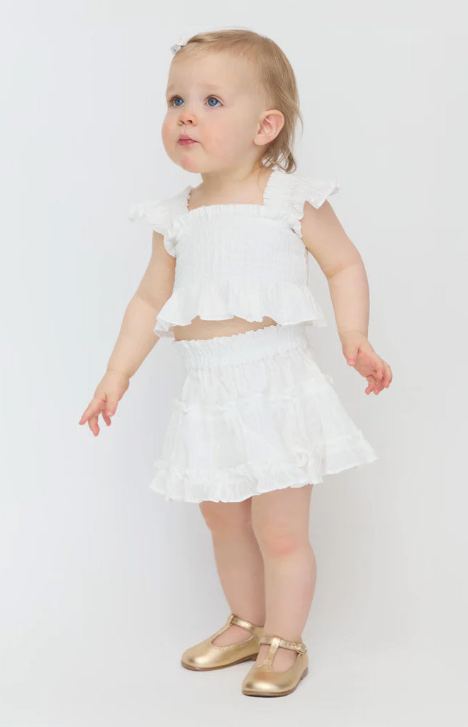 The Tiny Paz Set in White Linear Swiss Dot