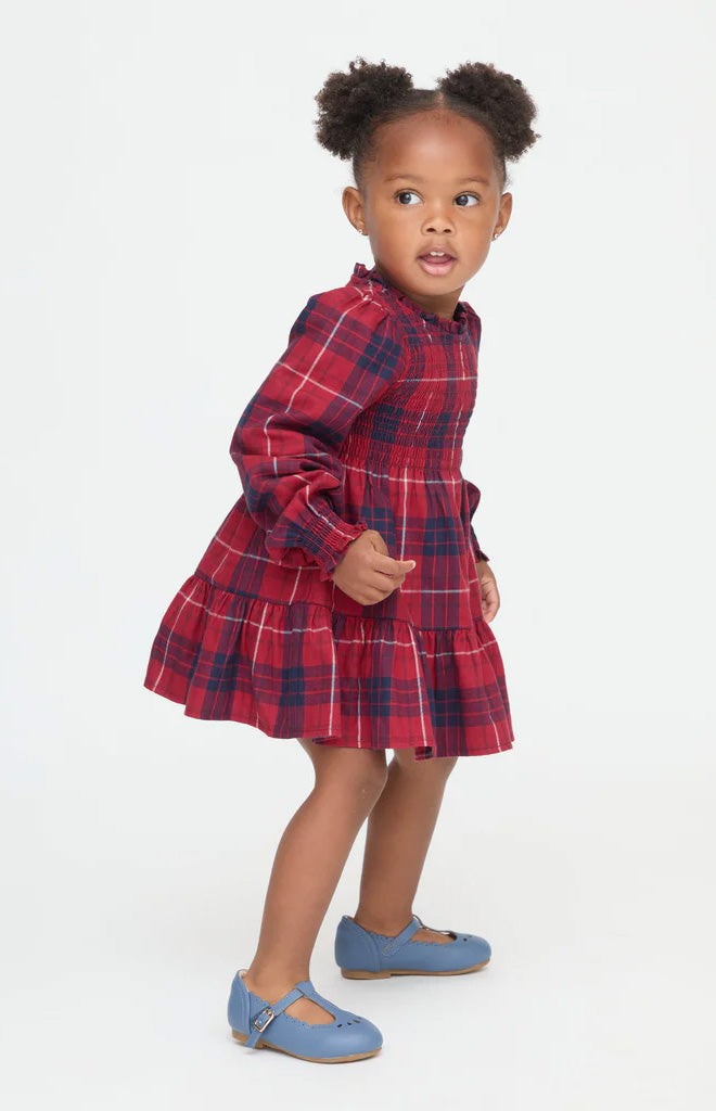 The Tiny Viviana Nap Dress in Cherry Tartan