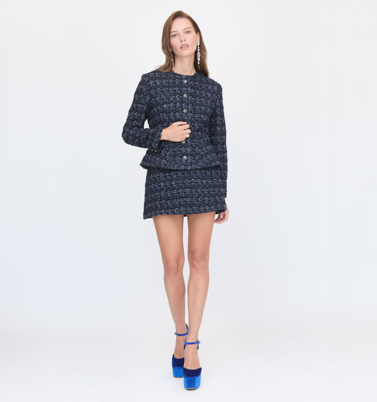 The Hallie Skirt in Navy Tweed