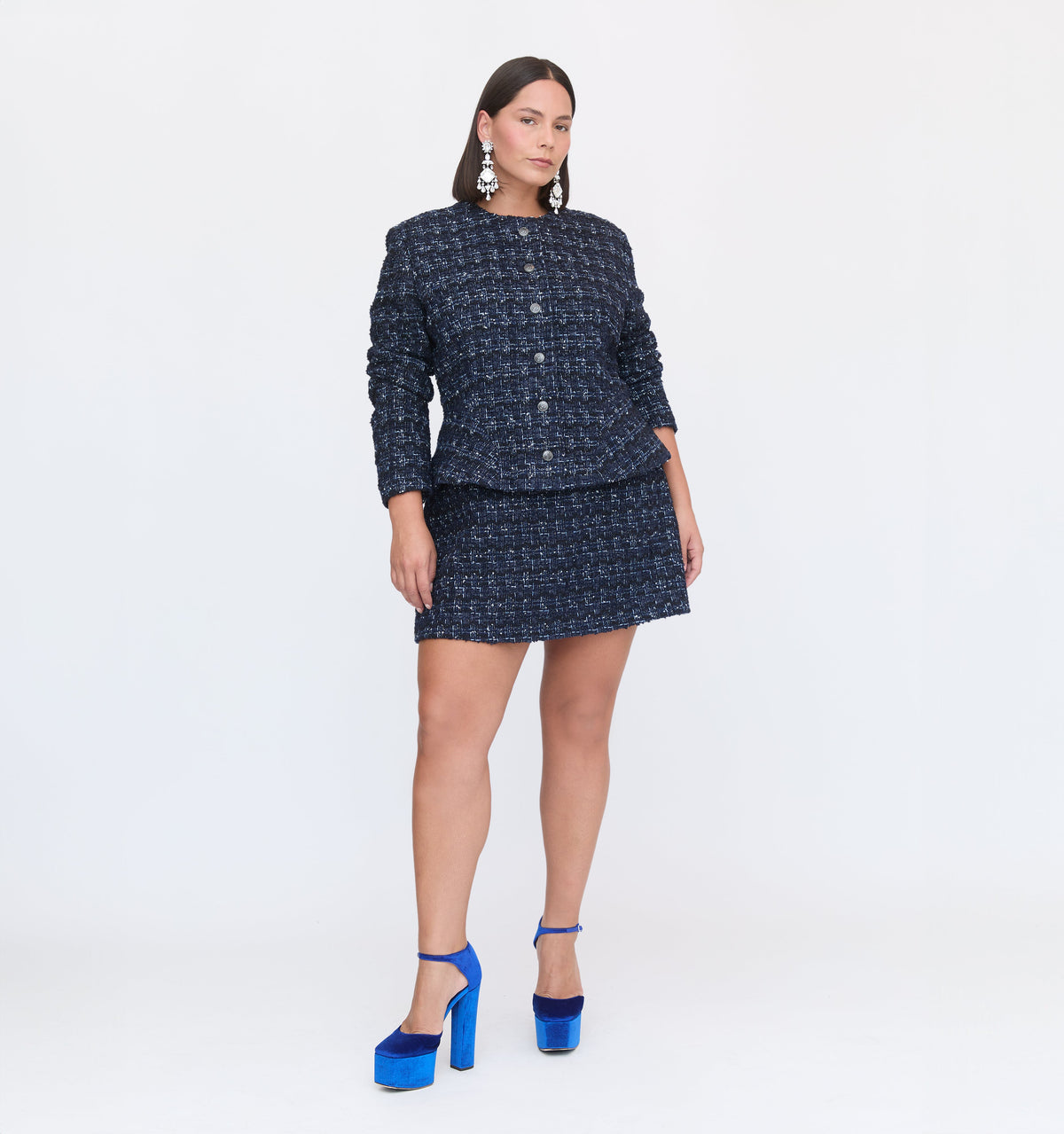 The Hallie Skirt in Navy Tweed