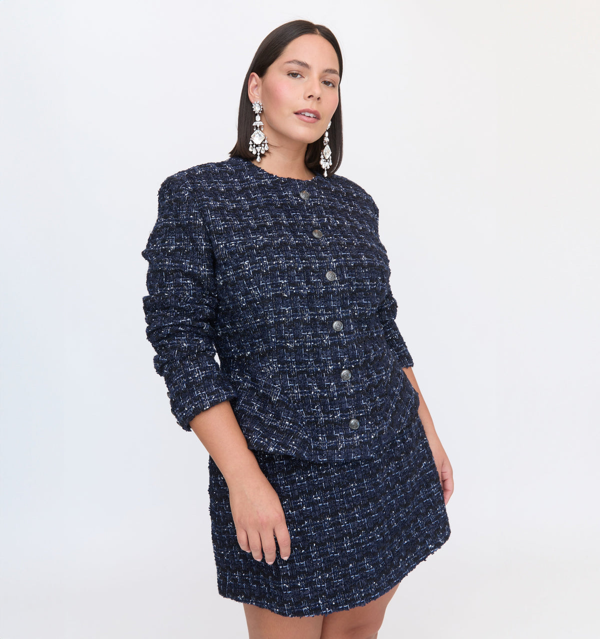 The Hallie Skirt in Navy Tweed