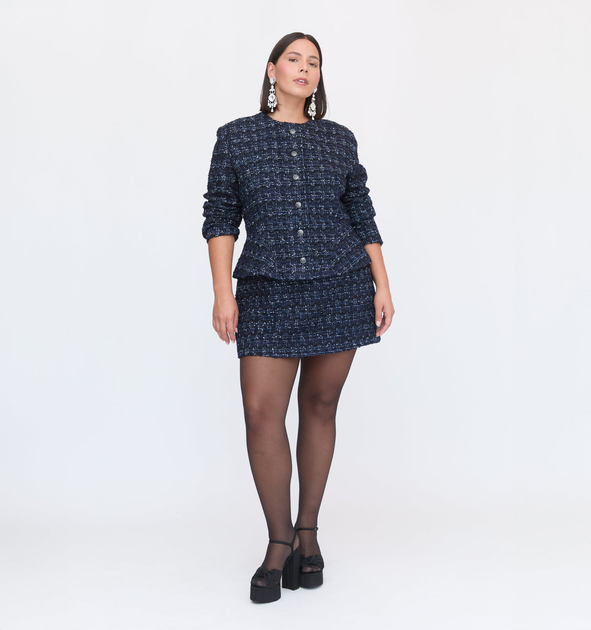 The Hallie Skirt in Navy Tweed