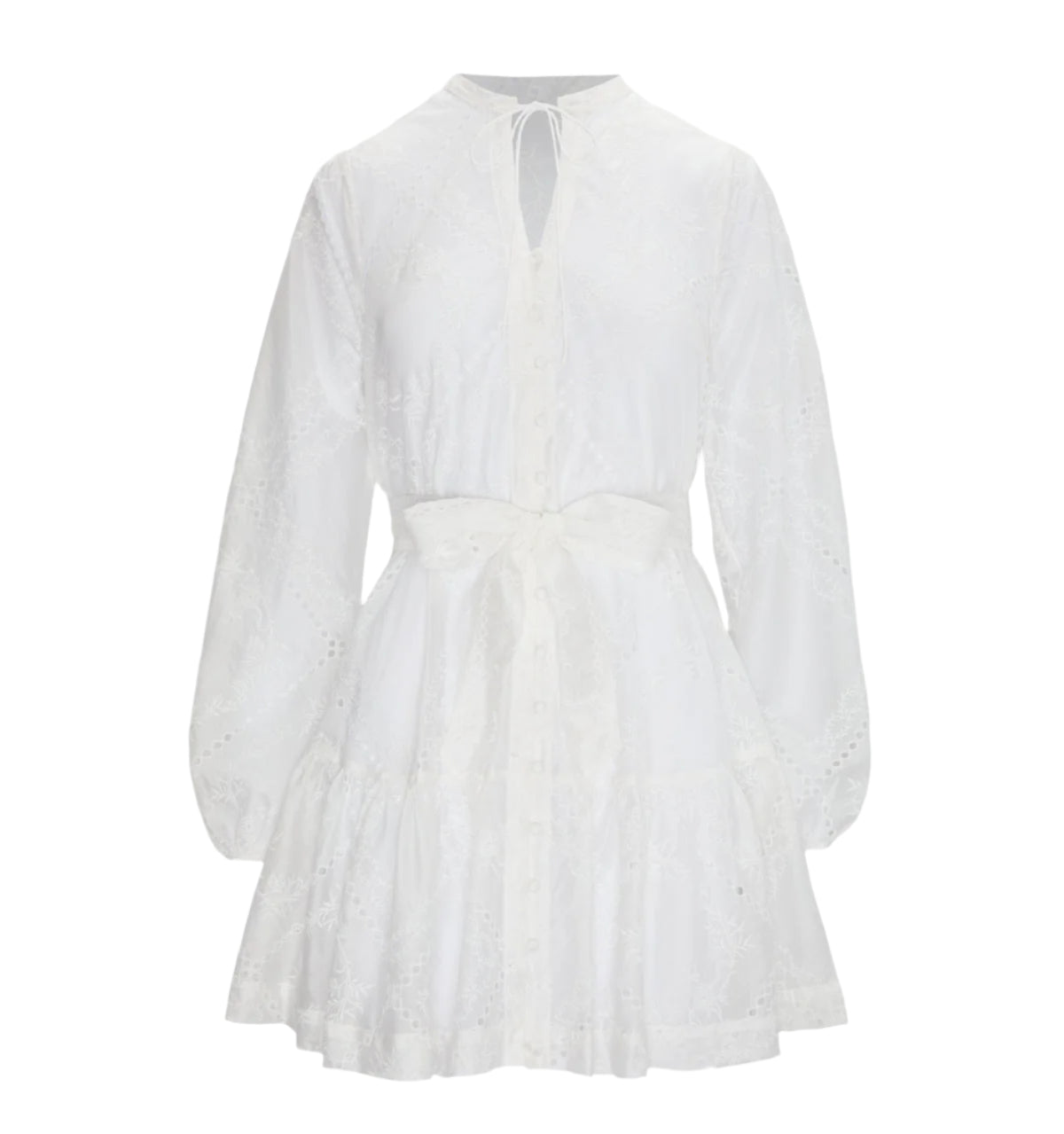 The Yara Mini Dress in White Patchwork Organza