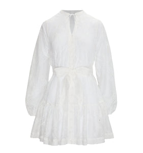 The Yara Mini Dress in White Patchwork Organza