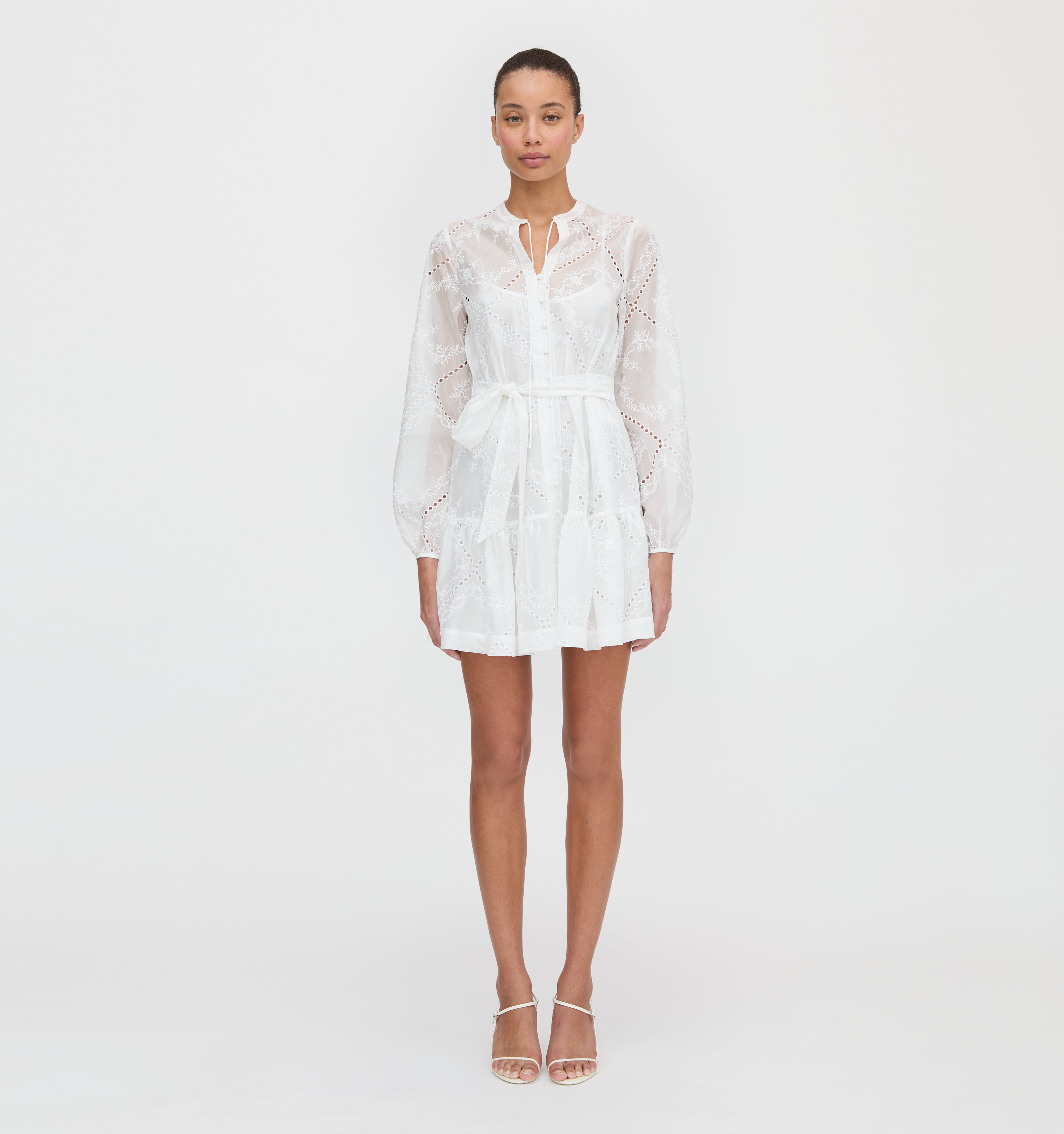 The Yara Mini Dress in White Patchwork Organza