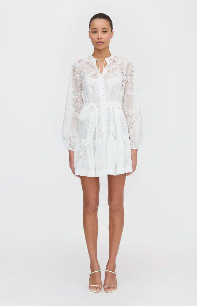The Yara Mini Dress in White Patchwork Organza