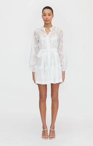 The Yara Mini Dress in White Patchwork Organza