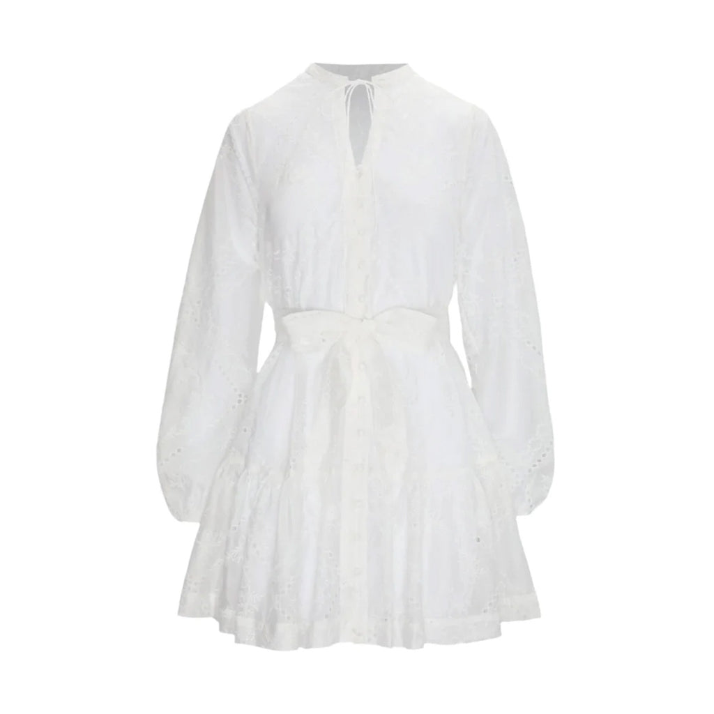 The Yara Mini Dress in White Patchwork Organza