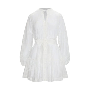 The Yara Mini Dress in White Patchwork Organza