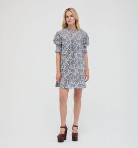 The Zinnia Mini Dress in Chedworth Paisley Blue