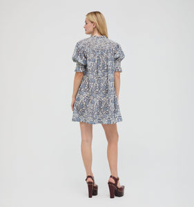 The Zinnia Mini Dress in Chedworth Paisley Blue