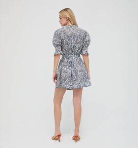 The Zinnia Mini Dress in Chedworth Paisley Blue