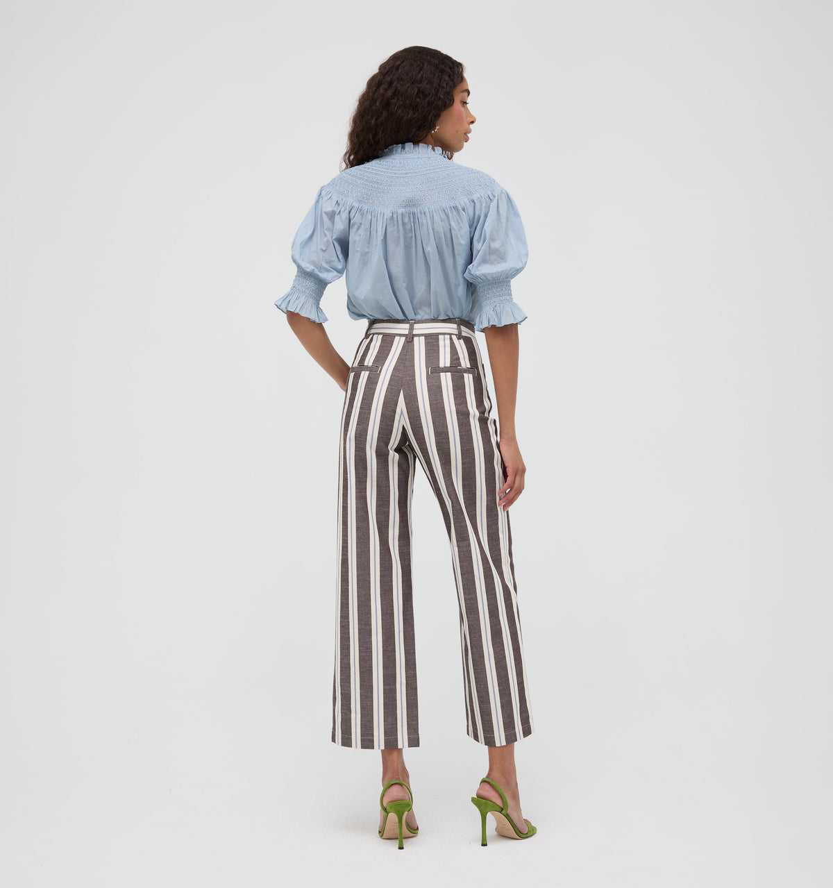 The Mindy Pant in Coln Ticking Stripe Chocolate