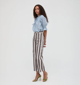 The Mindy Pant in Coln Ticking Stripe Chocolate