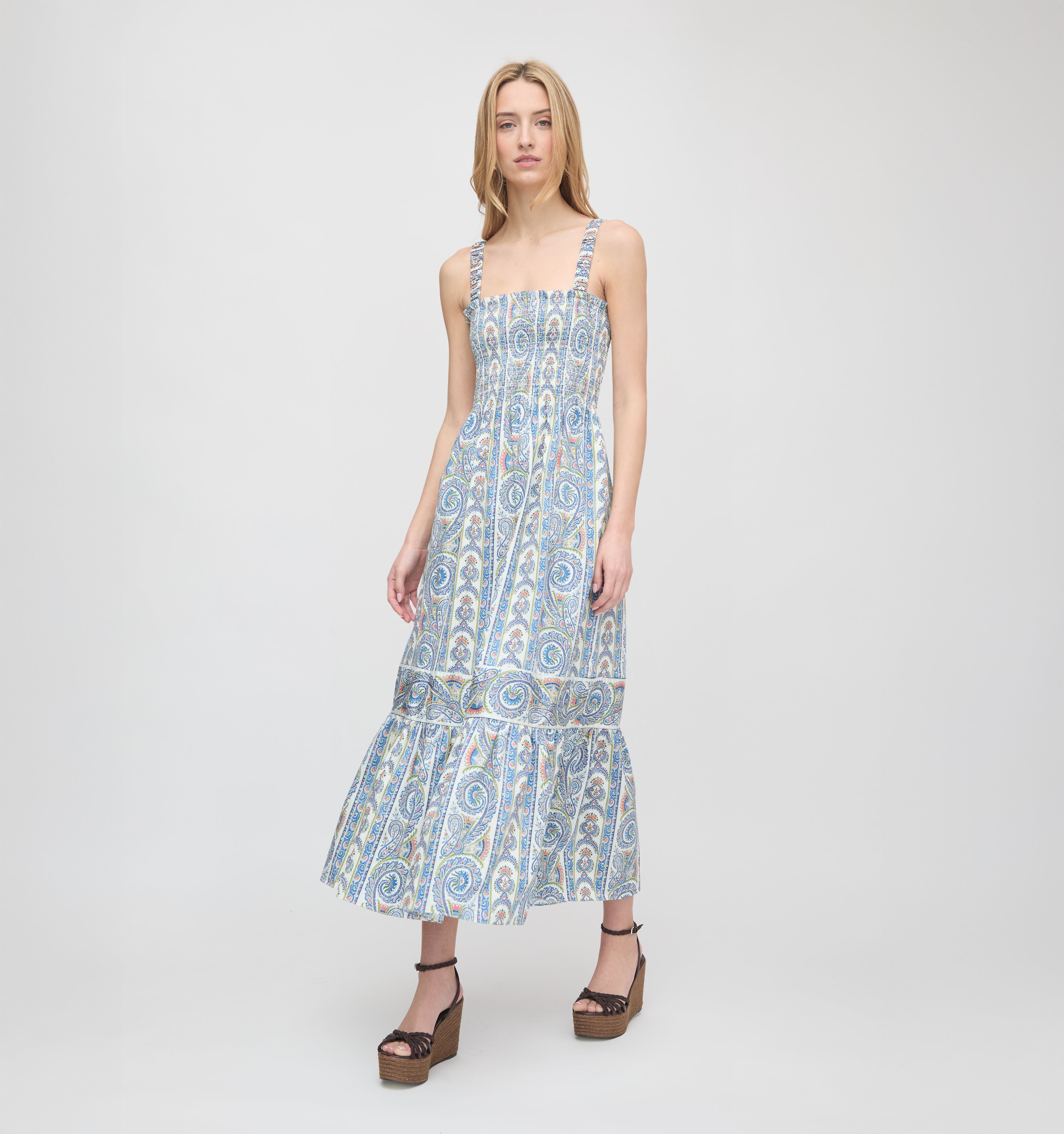 The Anjuli Nap Dress in Blue Corsica Paisley | Over The Moon