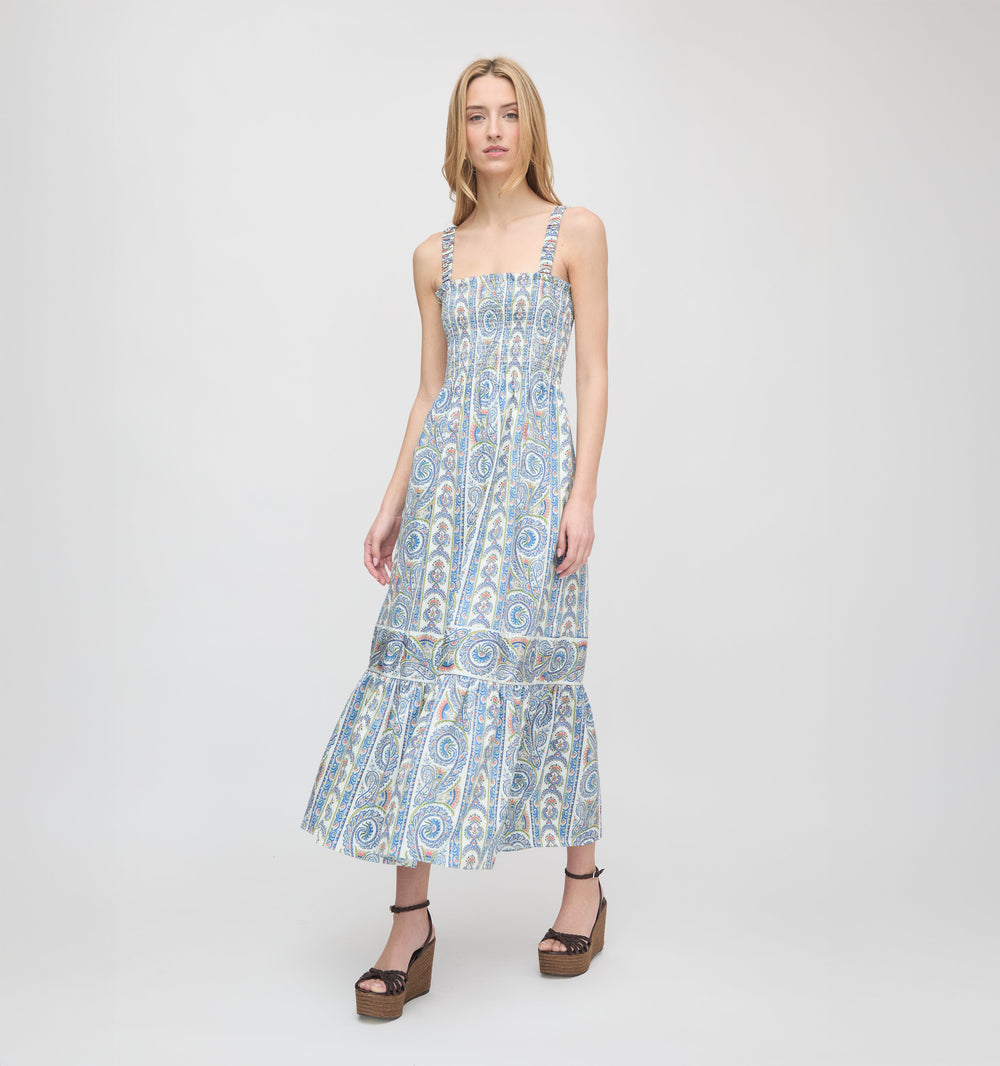 The Anjuli Nap Dress in Blue Corsica Paisley