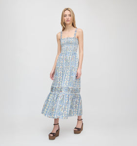 The Anjuli Nap Dress in Blue Corsica Paisley