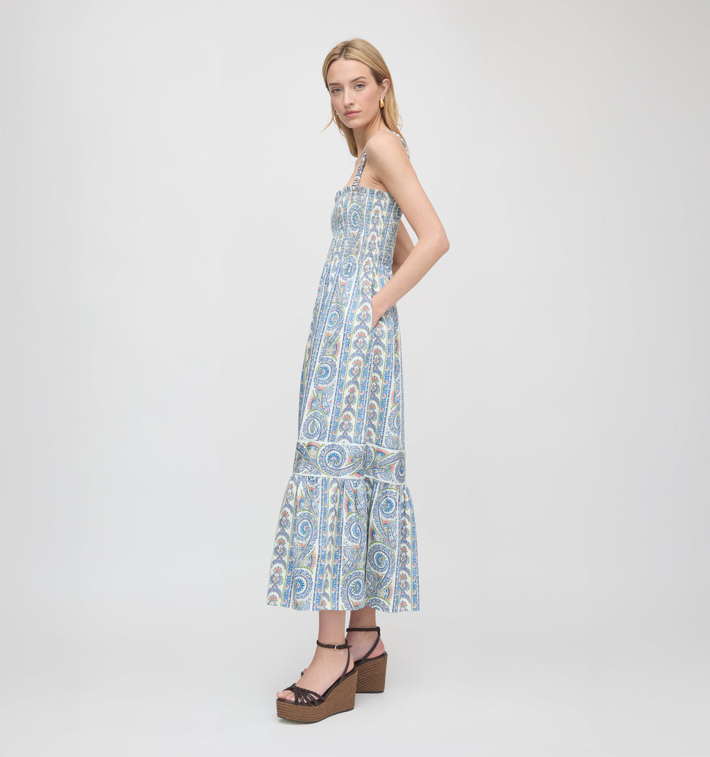 The Anjuli Nap Dress in Blue Corsica Paisley