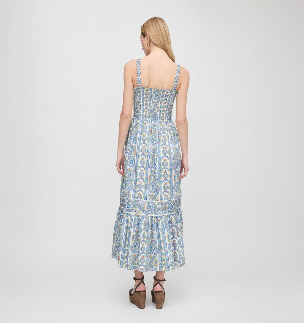 The Anjuli Nap Dress in Blue Corsica Paisley