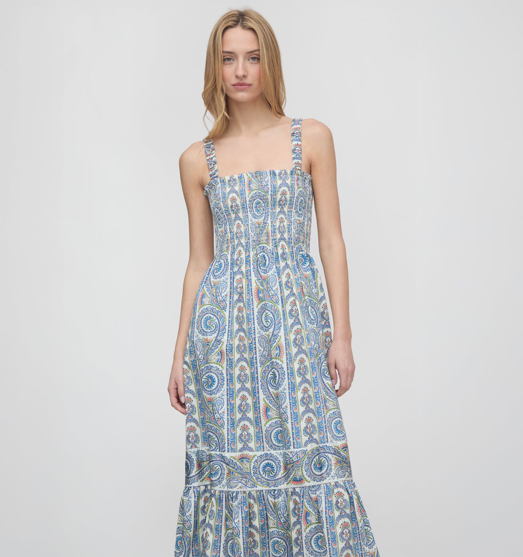 The Anjuli Nap Dress in Blue Corsica Paisley