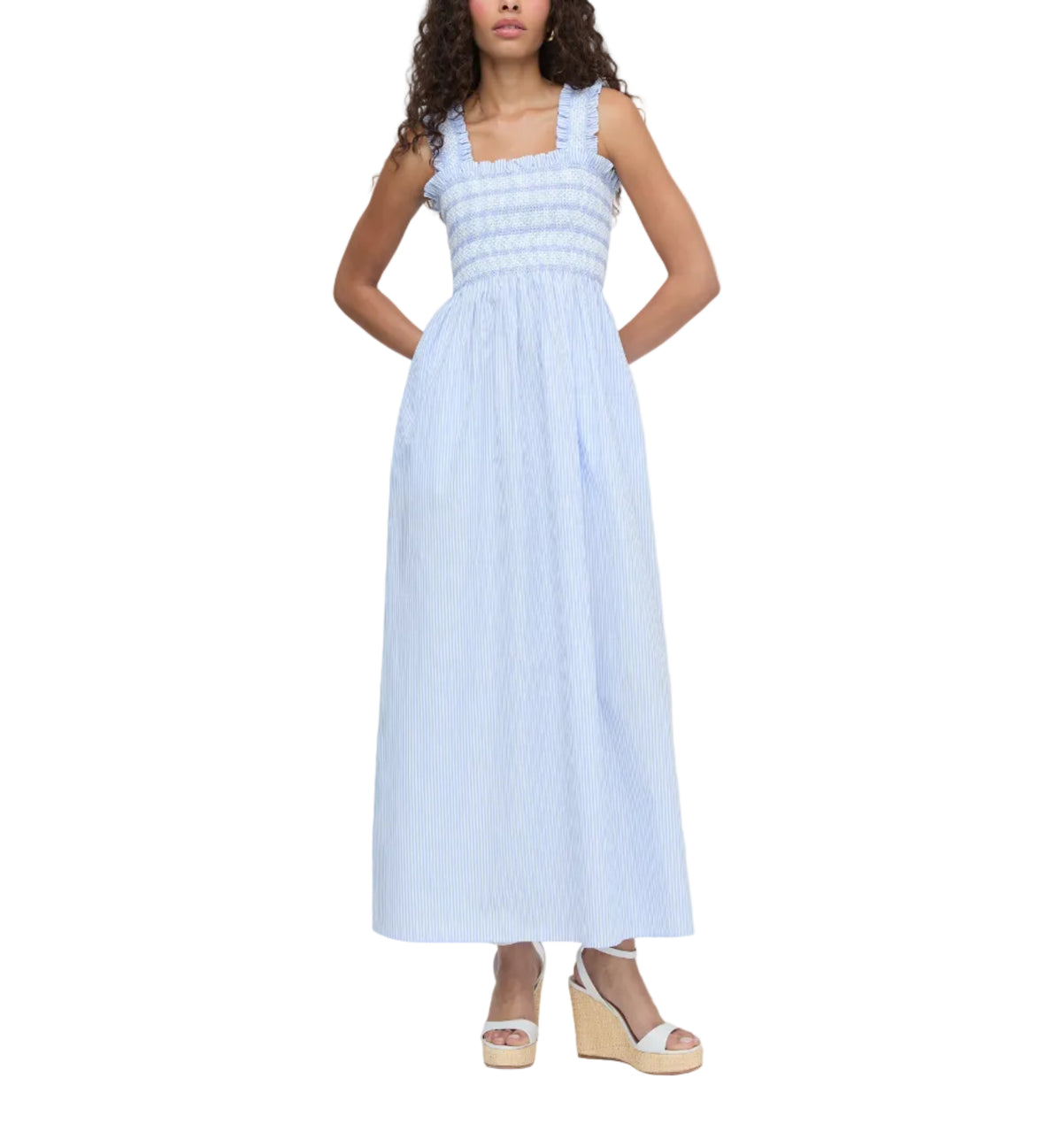 The Ashlyn Nap Dress in Blue/White Stripe XXXS