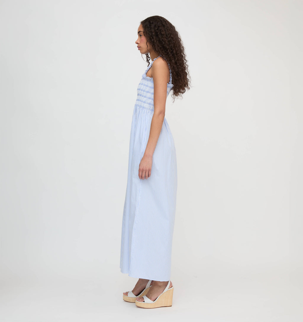 The Ashlyn Nap Dress in Blue/White Stripe XXXS