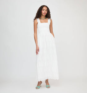 The Ashlyn Nap Dress in White Trellis Broderie