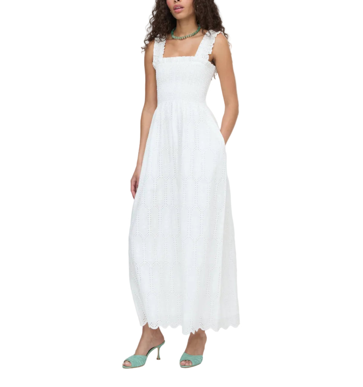 The Ashlyn Nap Dress in White Trellis Broderie