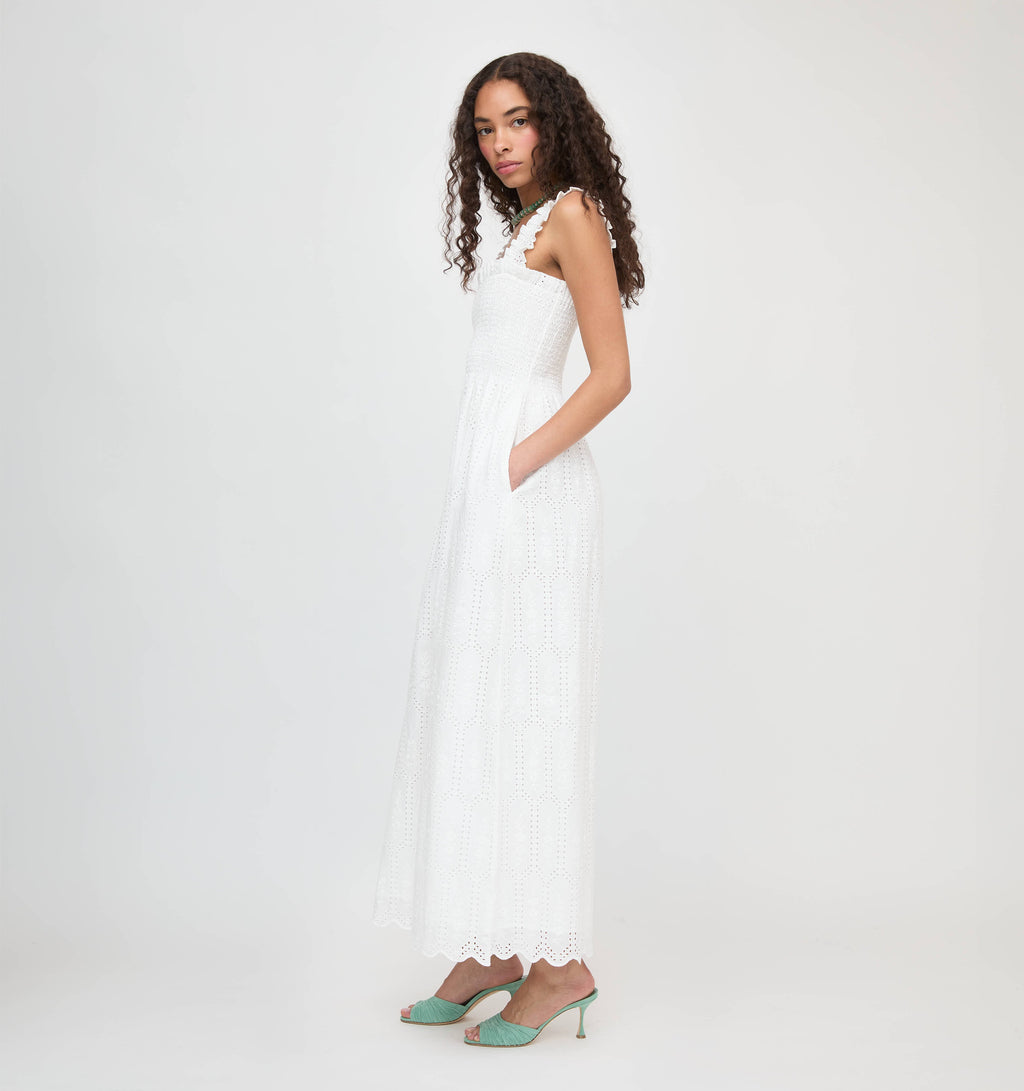 The Ashlyn Nap Dress in White Trellis Broderie