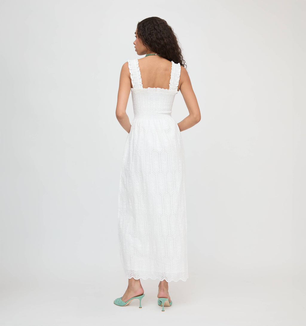 The Ashlyn Nap Dress in White Trellis Broderie