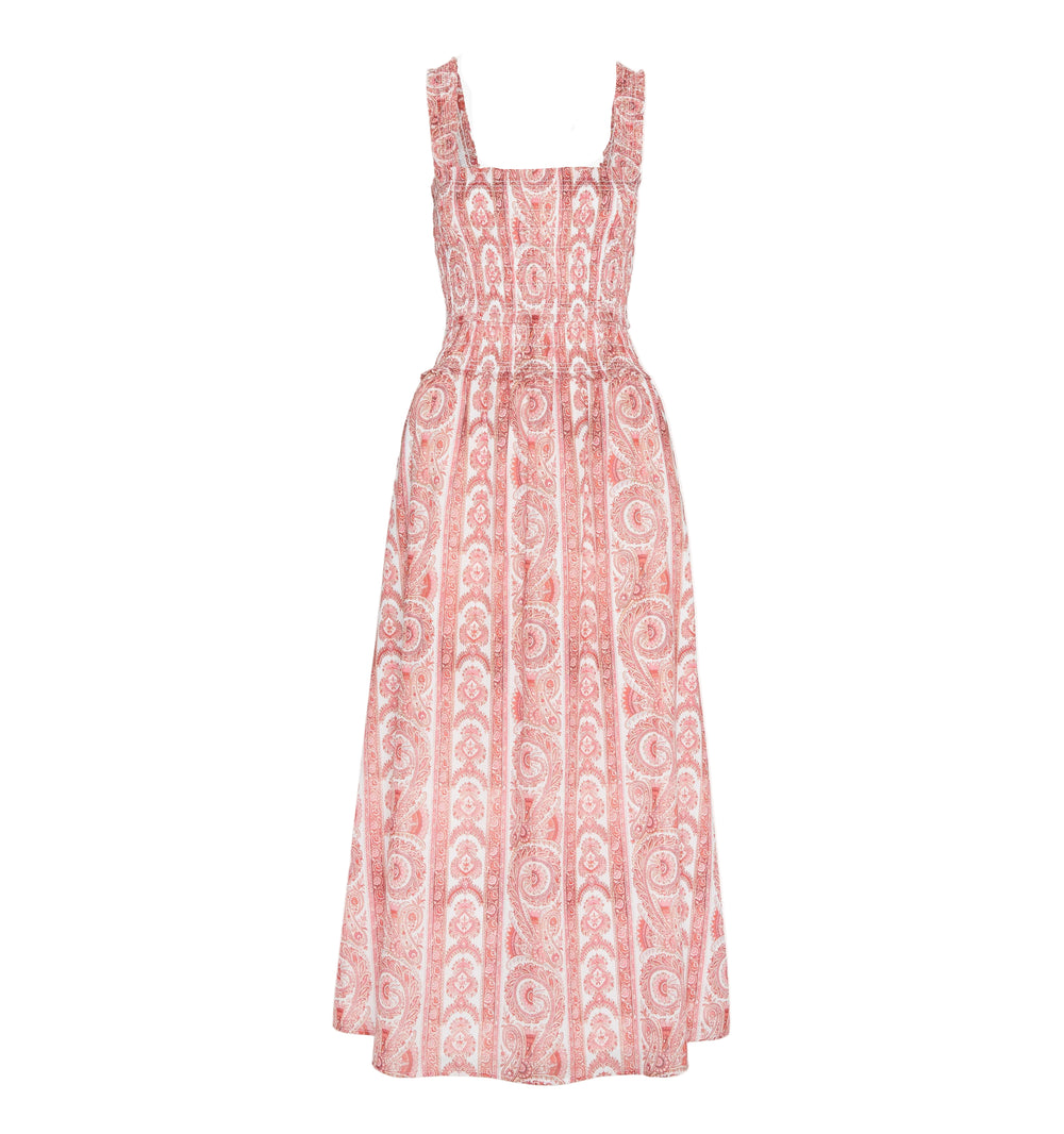 The Azalea Maxi Nap Dress in Coral Corsica Paisley