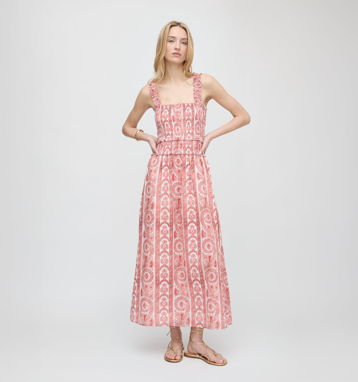 The Azalea Maxi Nap Dress in Coral Corsica Paisley