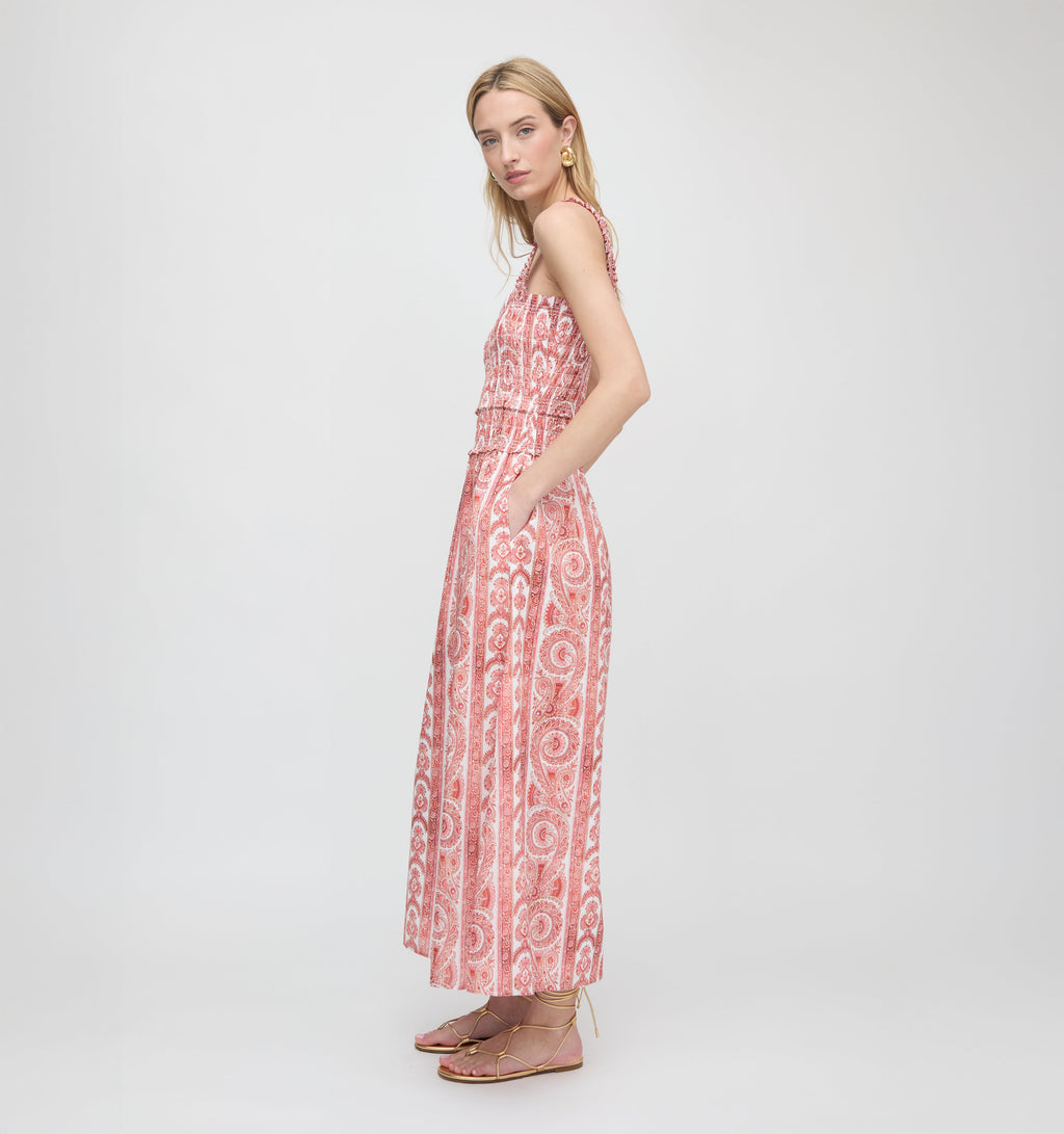 The Azalea Maxi Nap Dress in Coral Corsica Paisley
