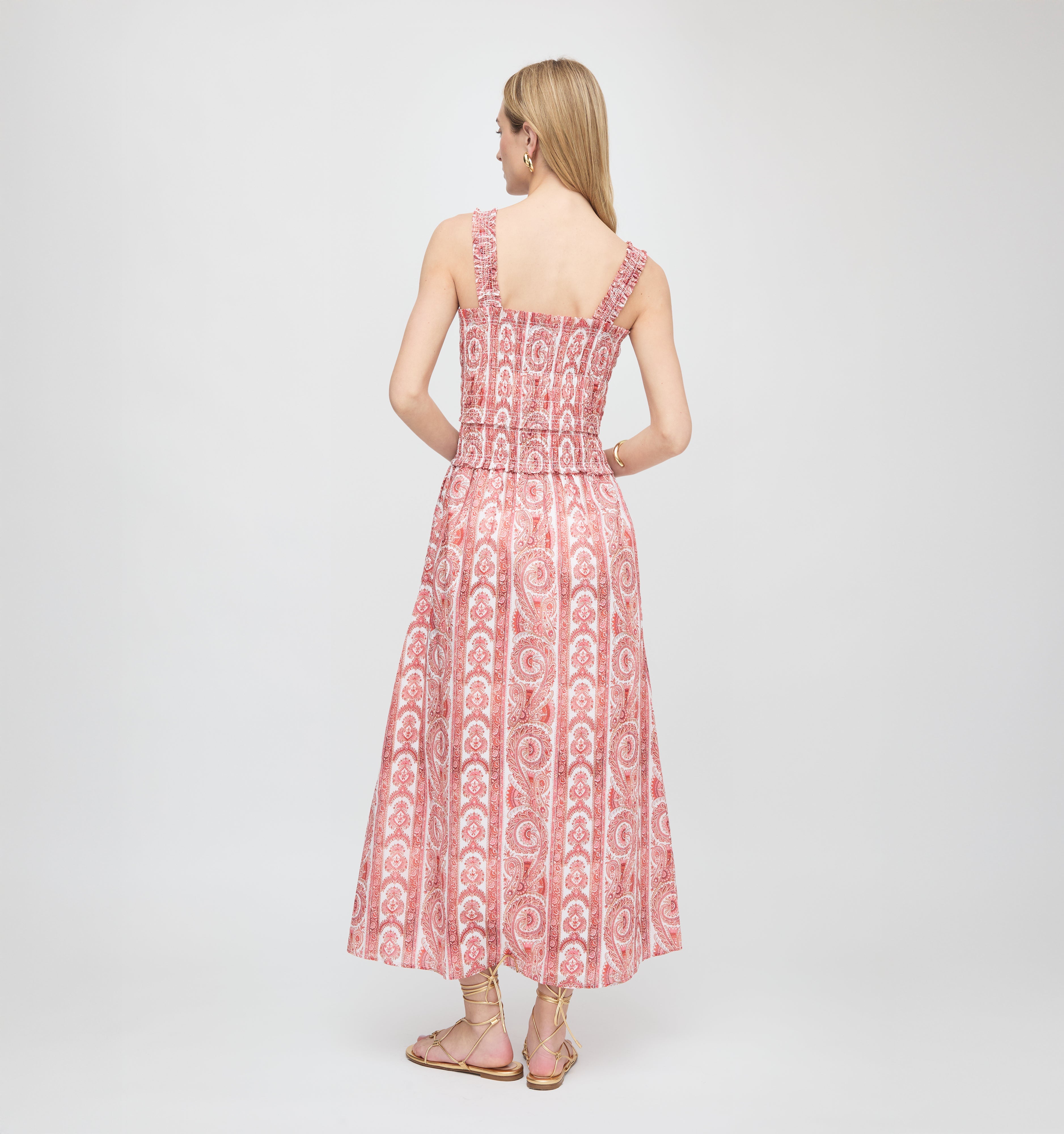 The Azalea Maxi Nap Dress in Coral Corsica Paisley | Over The Moon
