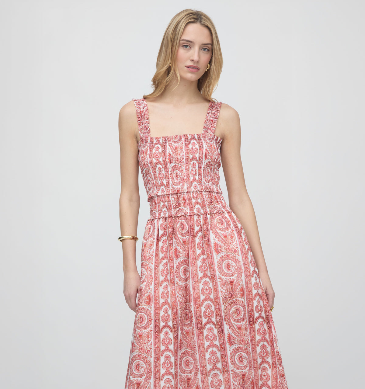 The Azalea Maxi Nap Dress in Coral Corsica Paisley