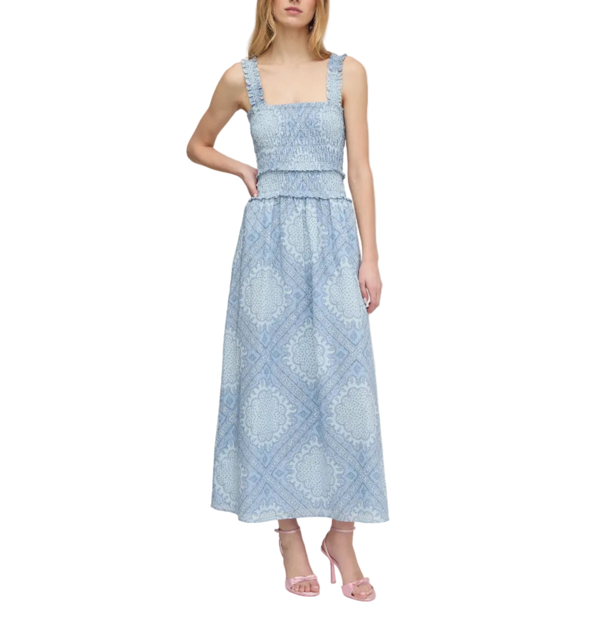 The Azalea Maxi Nap Dress in Dusty Blue Paisley Scarf