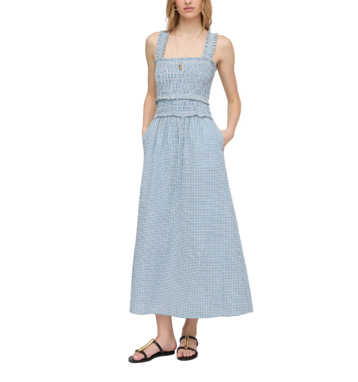 The Azalea Maxi Nap Dress in Lagoon Gingham
