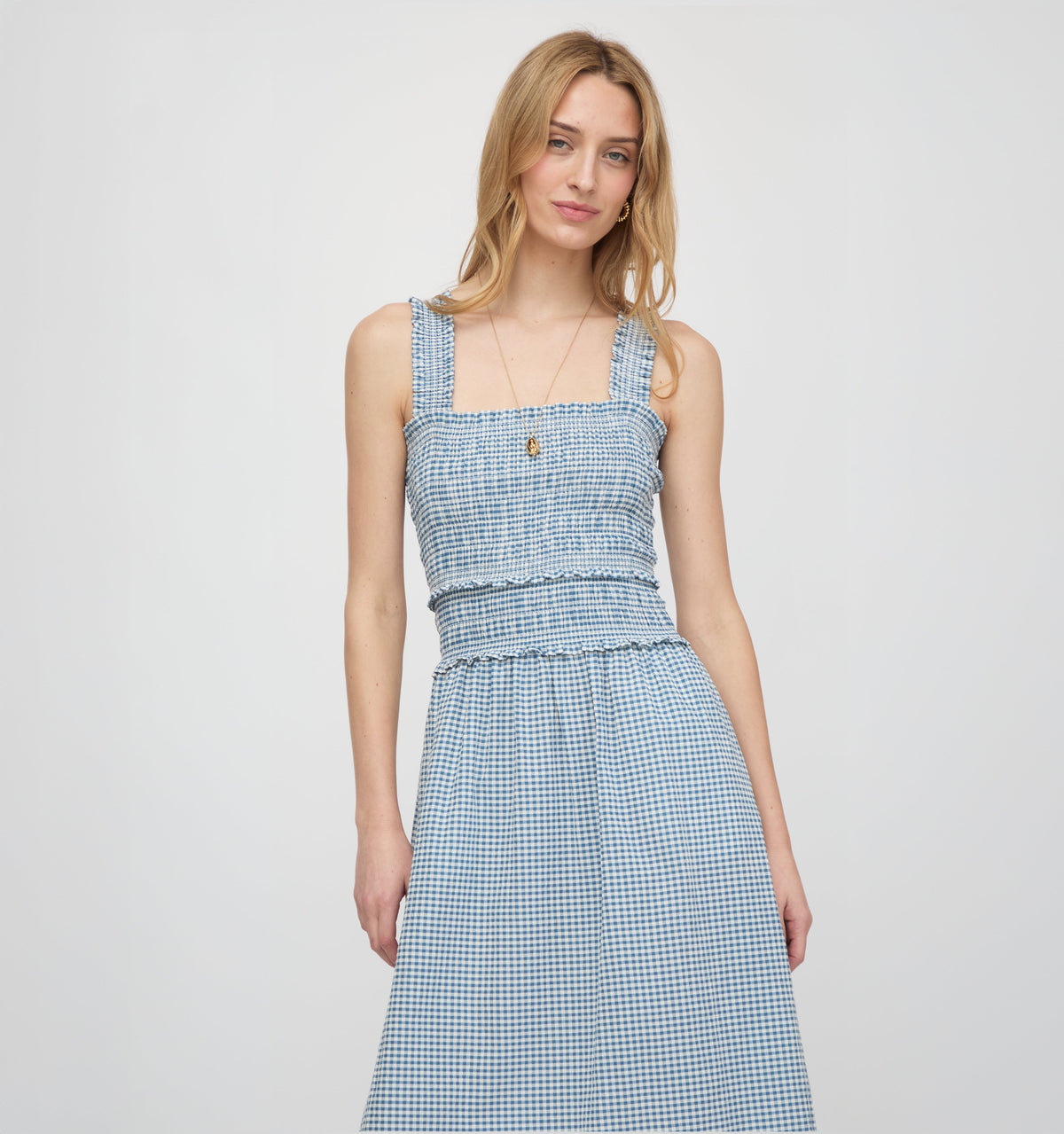 The Azalea Maxi Nap Dress in Lagoon Gingham