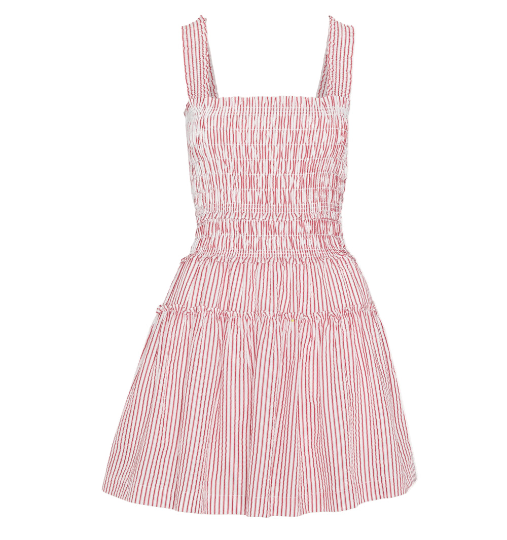 The Azalea Mini Nap Dress in Red Ticking Stripe