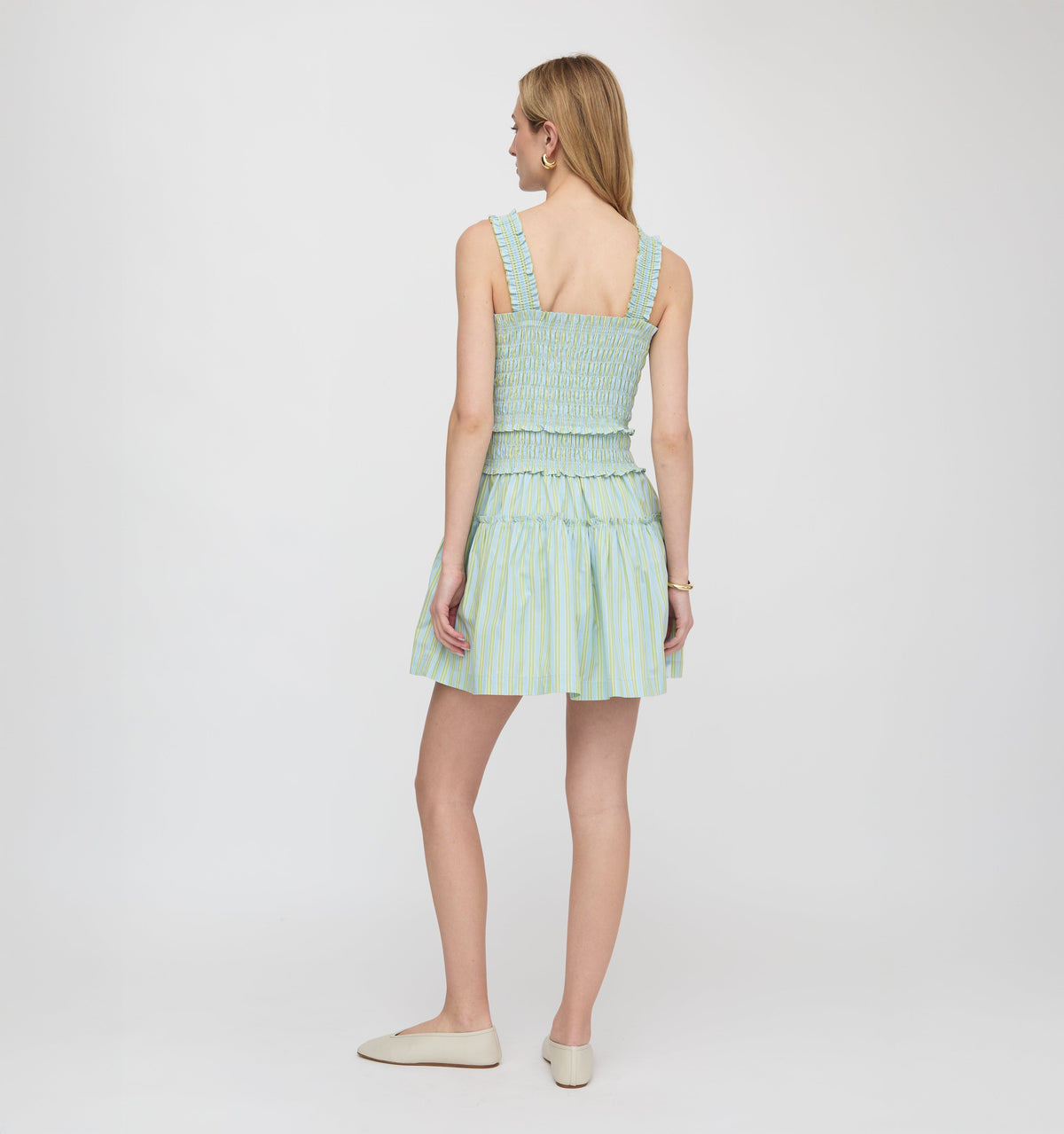 The Azalea Mini Nap Dress in Blue/Green Stripe
