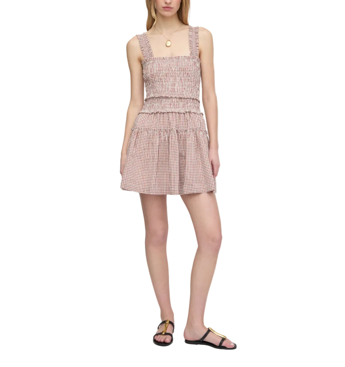 The Azalea Mini Nap Dress in Cognac Gingham