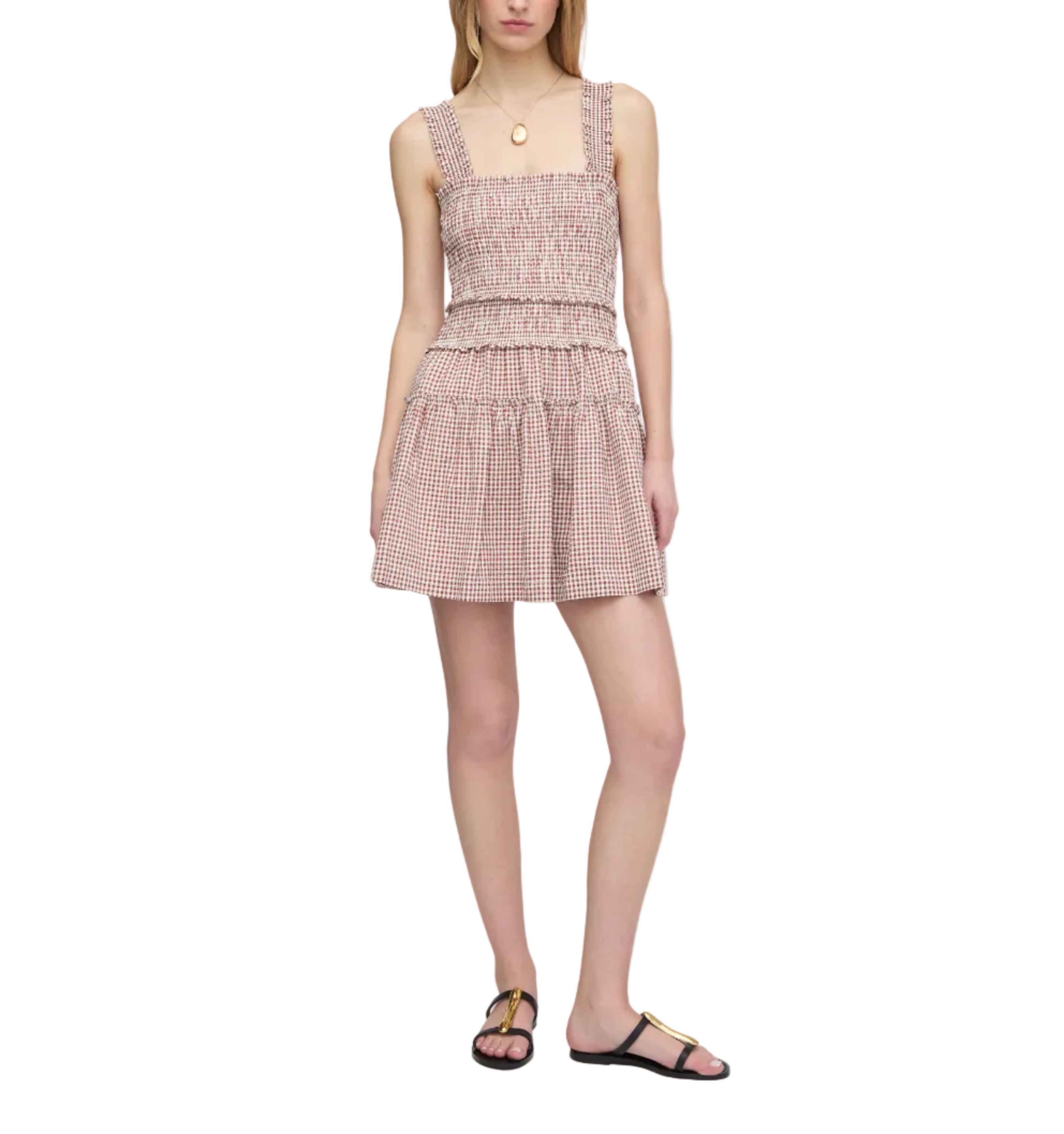 The Azalea Mini Nap Dress in Cognac Gingham